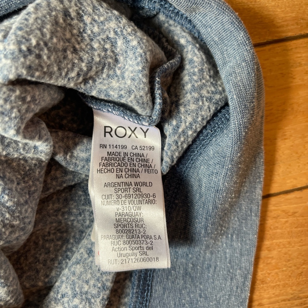 Roxy Zip-Up Hoodie Blue Palm Tree Logo Full Zip Size Small - Picture 10 of 13